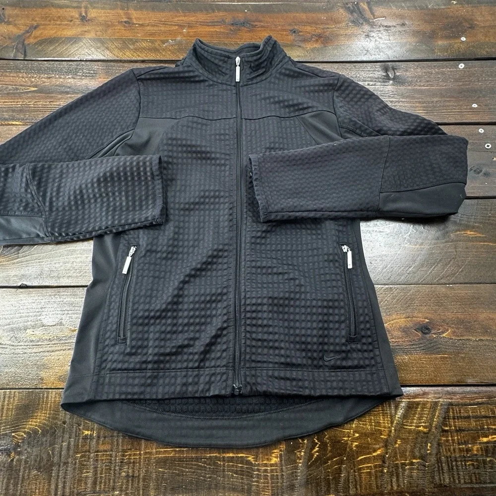 Nike Fit Dry Women's Dot Waffle Knit Golf Jacket Black Dry Fit Small 38